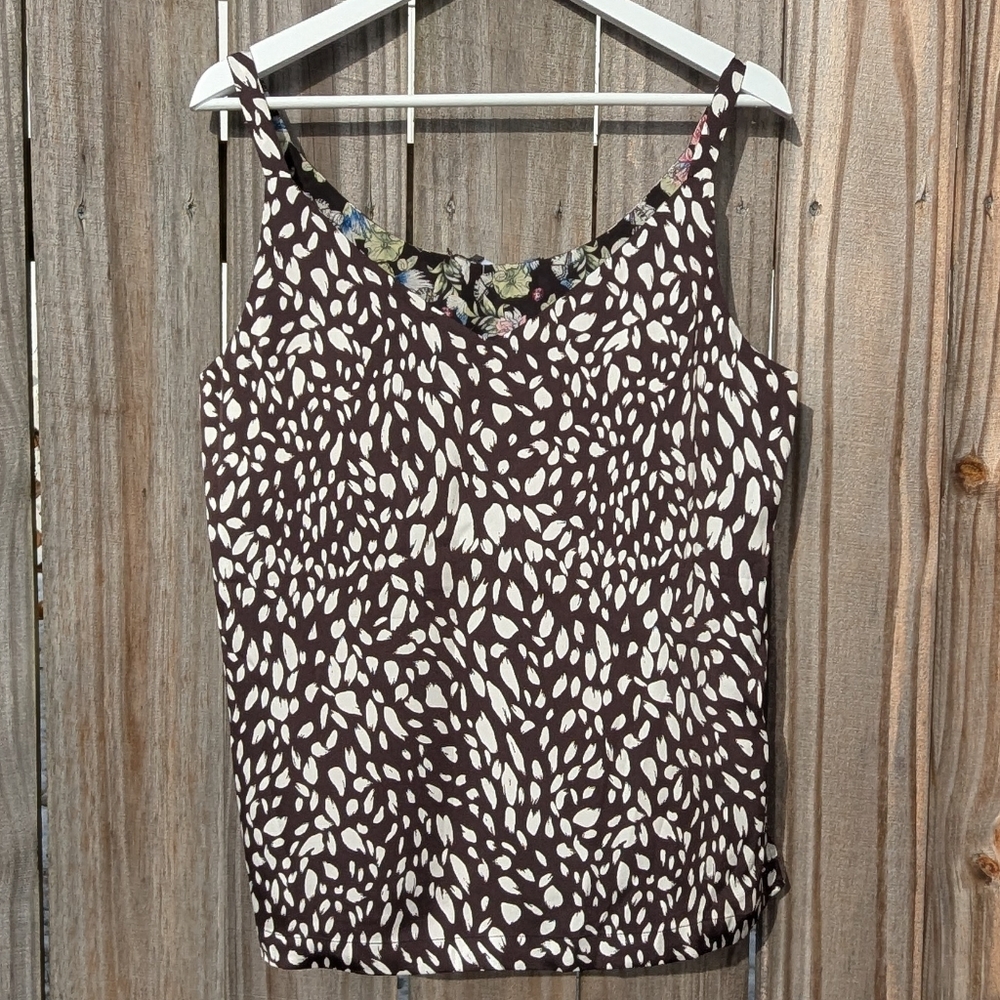 White House Black Market Reversible Floral OR Black & White Tank Size 10